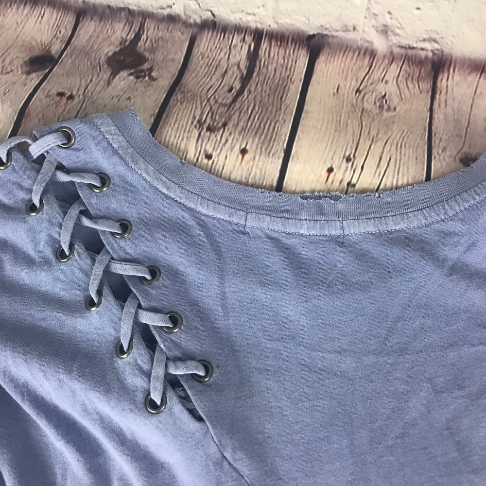 Philanthropy Short Sleeve Lace Up Shoulder T-shirt - Picture 5 of 6